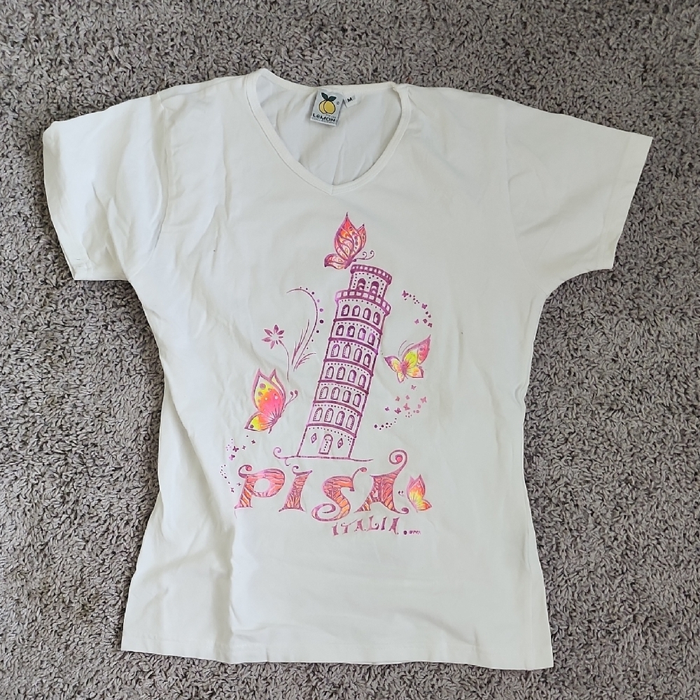 Womens Pisa Italia Graphic T-Shirt - White